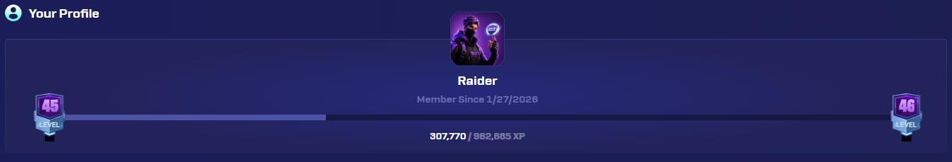 FortBux profile showing player level and progress